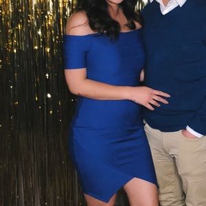 Fashionova Off Should Royal Blue Cocktail Dress